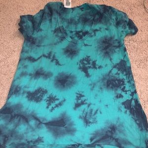 PINK tie-dye blue and turquoise shirt